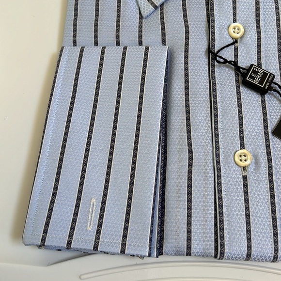 IKE BEHAR FINE HIGH QUALITY MAN SHIRT FRENCH CUFF 100% Cotton Lg 16 1/2x 34 NWT - Picture 2 of 9